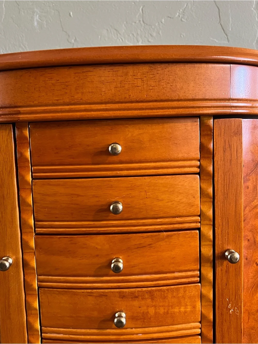 Mele & Co Trinity Wooden Jewelry Box Burlwood Walnut Finish